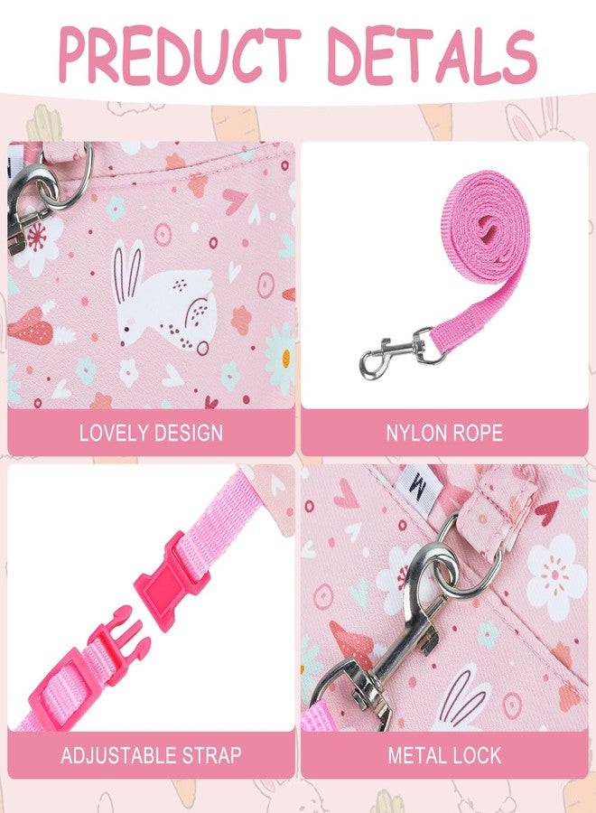 HDFCLUP Bunny Harness and Leash Set for Rabbits & Small Pets - 3-Piece Escape-Proof Rabbit Harness with Adjustable Clothes (Light Pink/Pink/Light Blue) - Soft Bunny Leash for Guinea Pigs, Ferrets & More - Image 3
